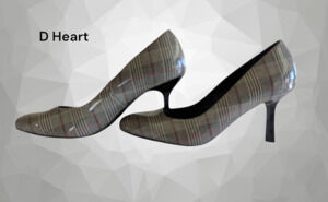 "D Heart" Women's faux patent leather houndstooth high heel shoe  Sz 9